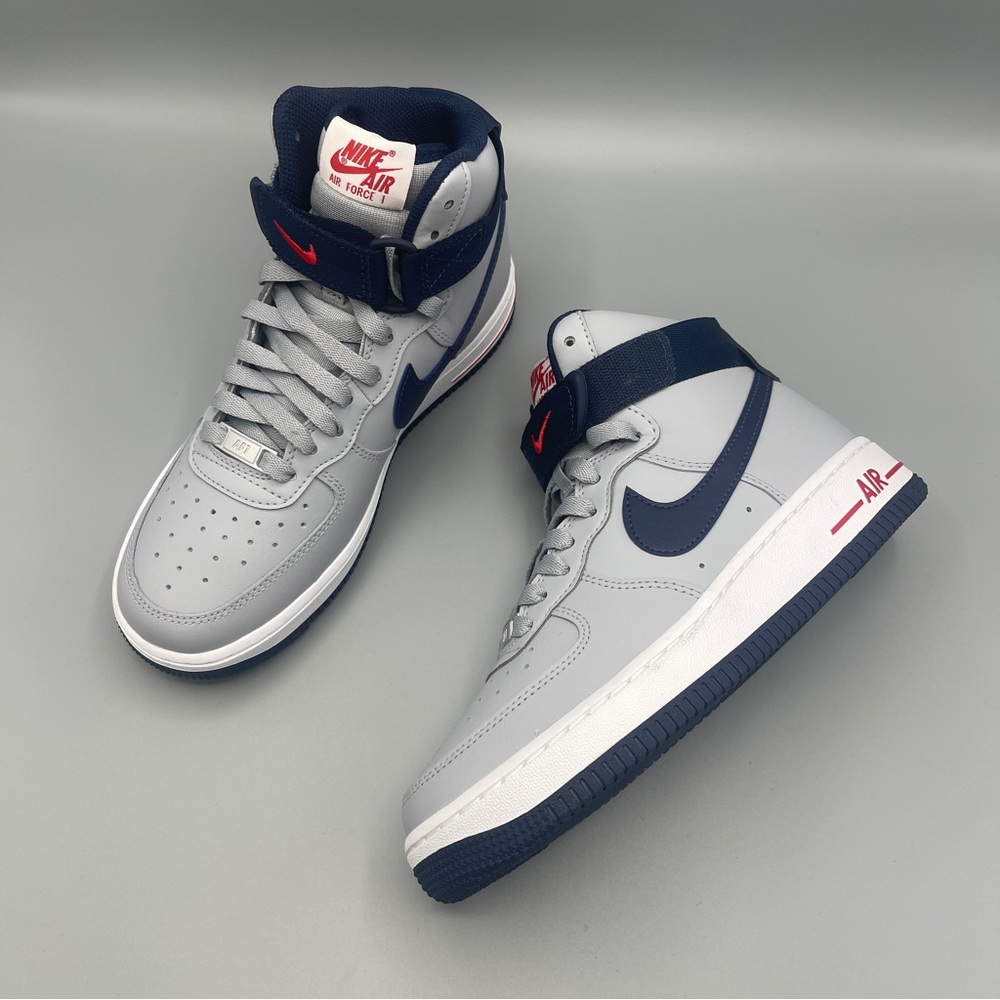 Nike Air Force 1 Hi QS Shoes "Patriots" Wolf Gray Navy / Size 7. - Picture 3 of 14